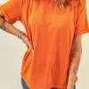 Sale Dear-Lover Solid Color Crew Neck Tee Orange