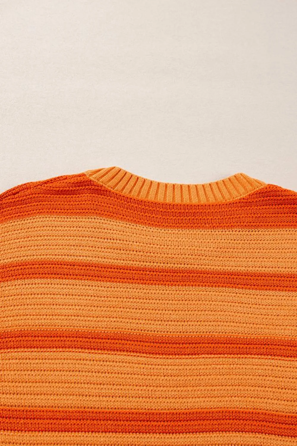 New Dear-Lover Colorblock Crew Neck Drop Shoulder Loose Sweater Orange Stripe