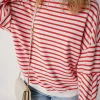 Discount Dear-Lover Drop Shoulder Crew Neck Loose Sweatshirt Orange Stripe
