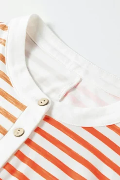 Sale Dear-Lover Oversized Buttoned Front Sleeveless Wide Leg Jumpsuit Orange Stripe