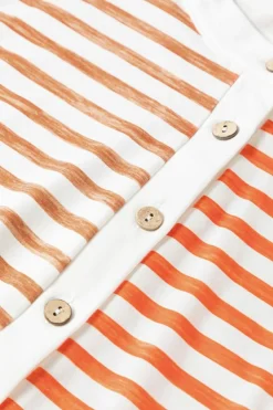 Sale Dear-Lover Oversized Buttoned Front Sleeveless Wide Leg Jumpsuit Orange Stripe