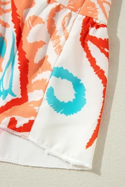 Clearance Dear-Lover Tribal Bracelet Sleeve Buttoned Mini Dress Orange