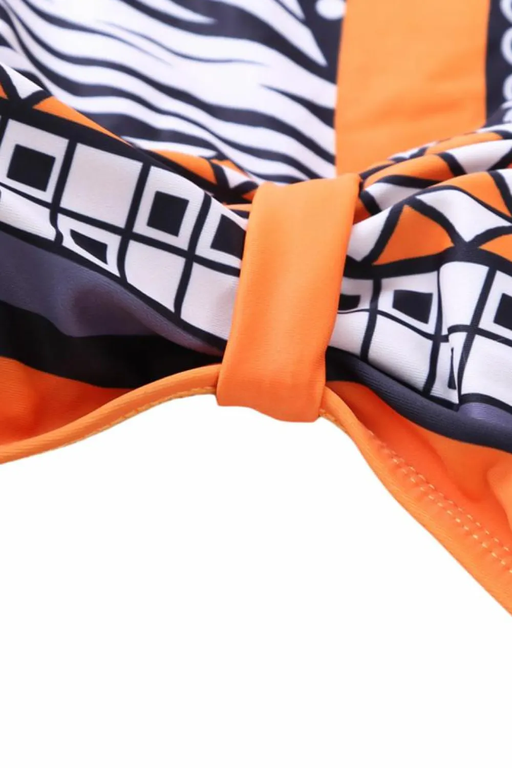 Outlet Dear-Lover Tribal Print One Piece Swimsuit Orange