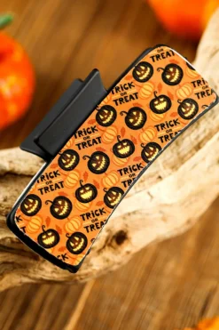 Discount Dear-Lover Trick or Treat Halloween Print Hair Clip Orange