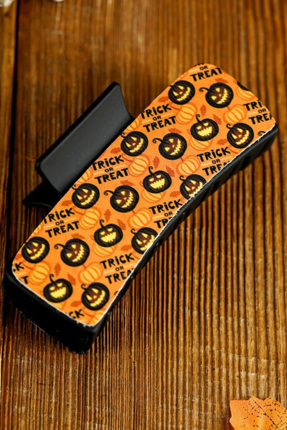 Discount Dear-Lover Trick or Treat Halloween Print Hair Clip Orange