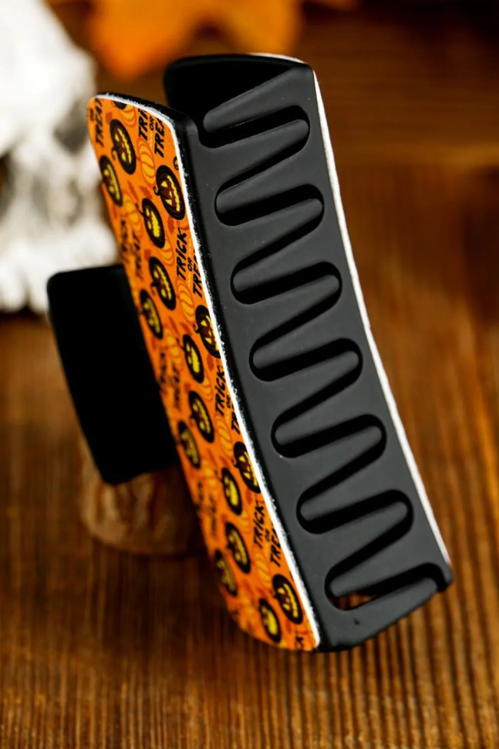 Discount Dear-Lover Trick or Treat Halloween Print Hair Clip Orange
