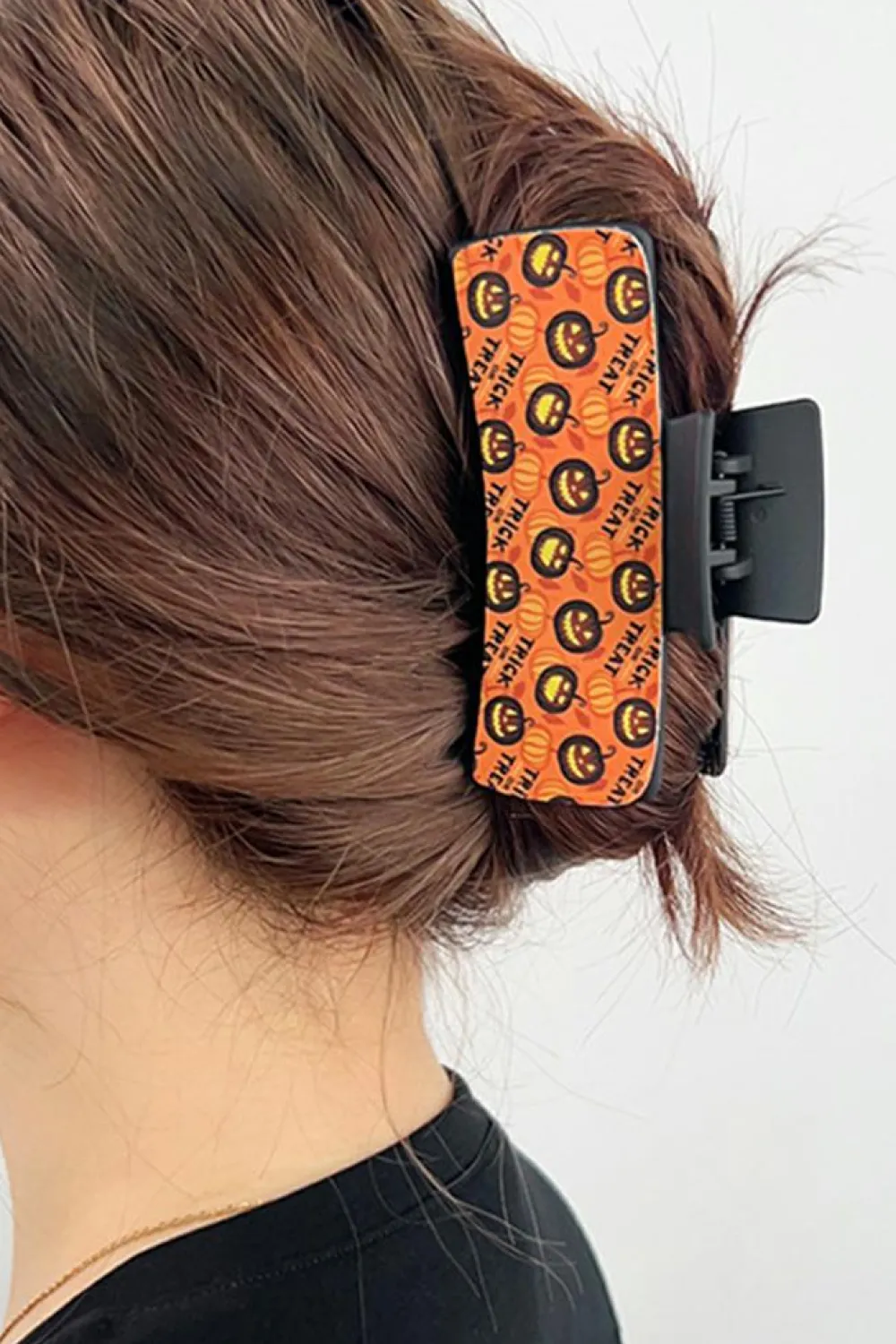 Discount Dear-Lover Trick or Treat Halloween Print Hair Clip Orange