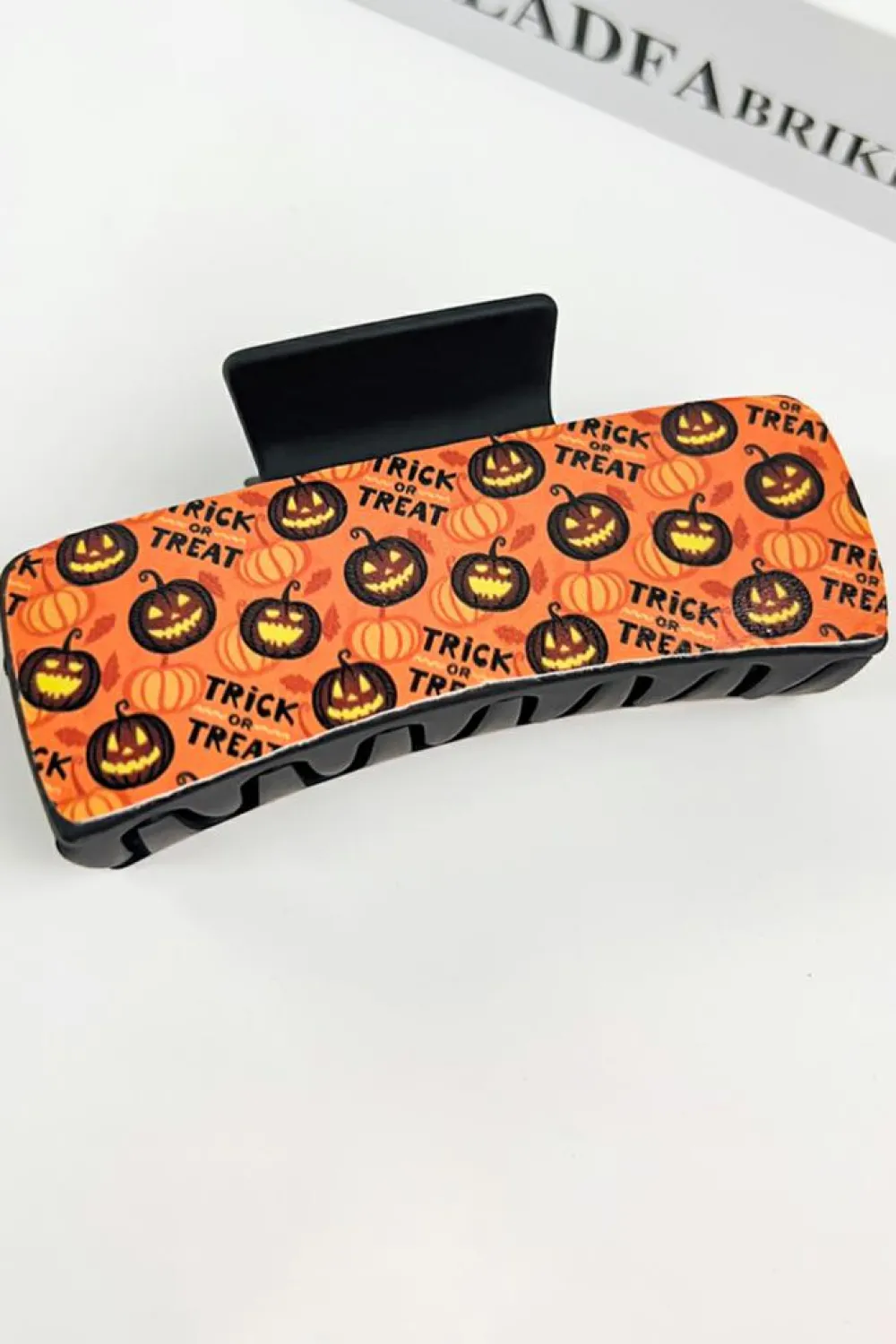 Discount Dear-Lover Trick or Treat Halloween Print Hair Clip Orange