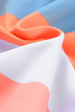 Discount Dear-Lover Vertical Striped High Waist Bikini Swimsuit Orange