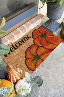 Best Dear-Lover Welcome Thanksgiving Pumpkin Graphic Ground Mat Orange