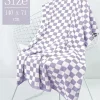 Best Dear-Lover Checkered Print Soft Large Bath Towel Orchid Petal