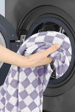 Best Dear-Lover Checkered Print Soft Large Bath Towel Orchid Petal