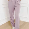 Outlet Dear-Lover Drawstring Waist Satin Stripe Patch Straight Leg High Waist Pants Orchid Petal