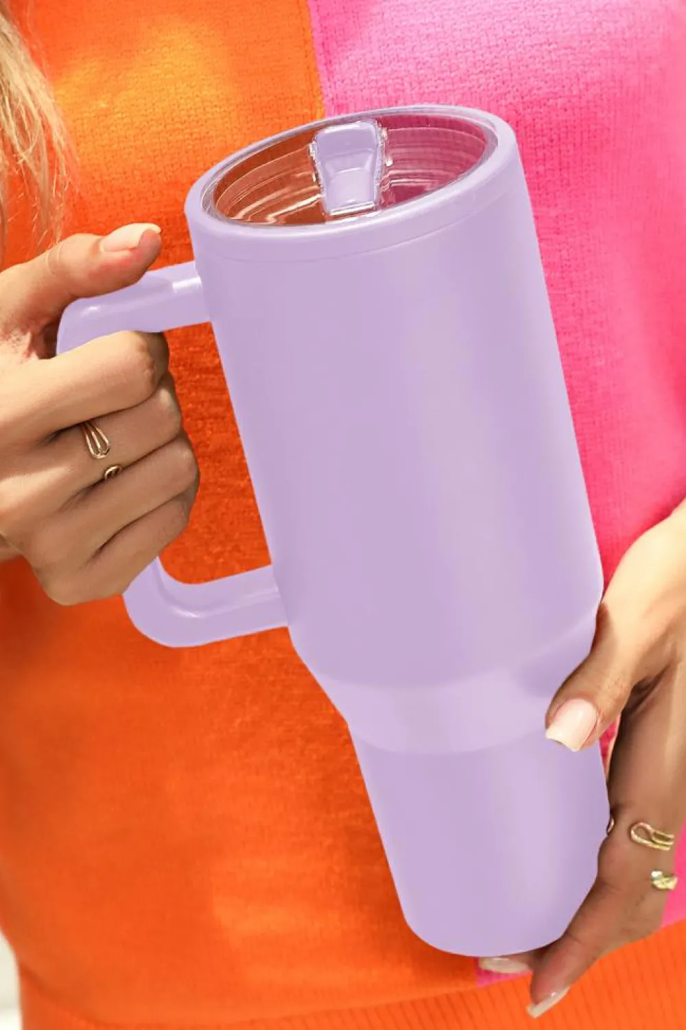 Discount Dear-Lover Frosted Stainless Handle Large Vacuum Cup with Straw 40oz Orchid Petal