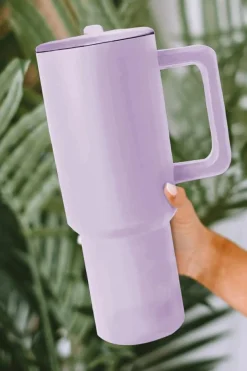 Discount Dear-Lover Frosted Stainless Handle Large Vacuum Cup with Straw 40oz Orchid Petal