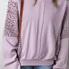 Outlet Dear-Lover Knit Crochet Exposed Seam Ribbed Trim Sweatshirt Orchid Petal