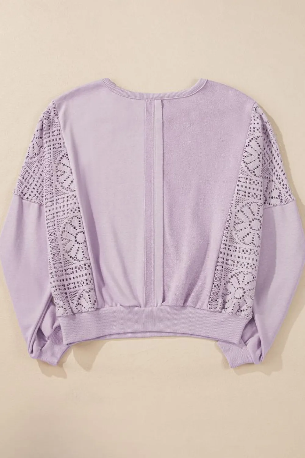 Outlet Dear-Lover Knit Crochet Exposed Seam Ribbed Trim Sweatshirt Orchid Petal