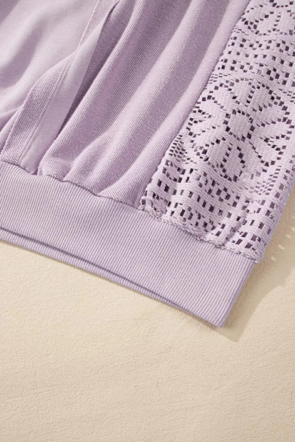 Outlet Dear-Lover Knit Crochet Exposed Seam Ribbed Trim Sweatshirt Orchid Petal