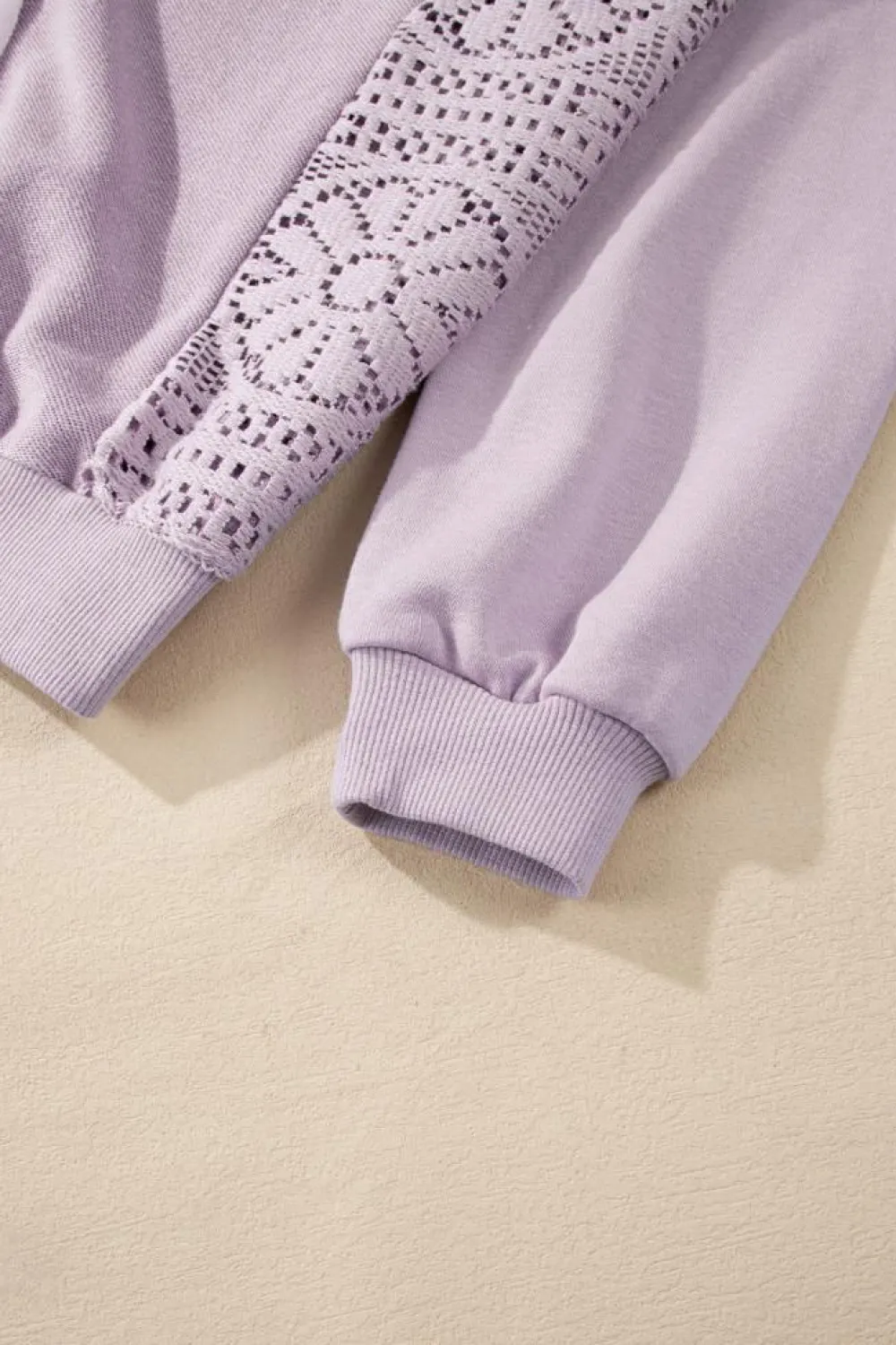 Outlet Dear-Lover Knit Crochet Exposed Seam Ribbed Trim Sweatshirt Orchid Petal
