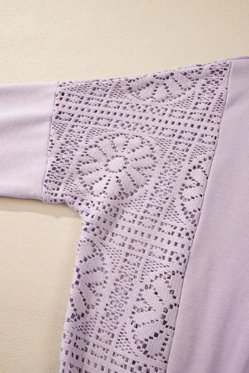 Outlet Dear-Lover Knit Crochet Exposed Seam Ribbed Trim Sweatshirt Orchid Petal