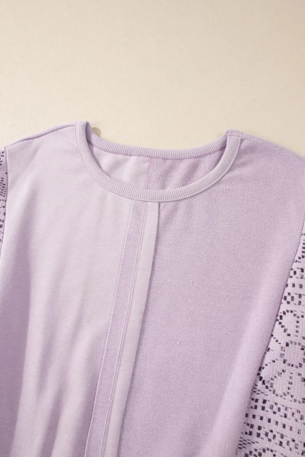 Outlet Dear-Lover Knit Crochet Exposed Seam Ribbed Trim Sweatshirt Orchid Petal