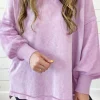 Online Dear-Lover Mineral Wash Drop Shoulder Pullover Sweatshirt Orchid Petal
