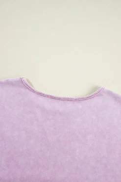 Online Dear-Lover Mineral Wash Drop Shoulder Pullover Sweatshirt Orchid Petal