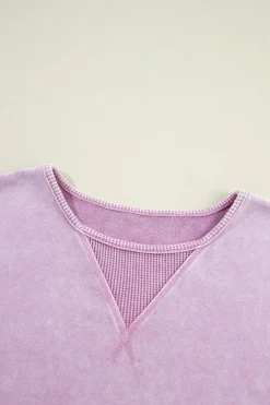 Online Dear-Lover Mineral Wash Drop Shoulder Pullover Sweatshirt Orchid Petal