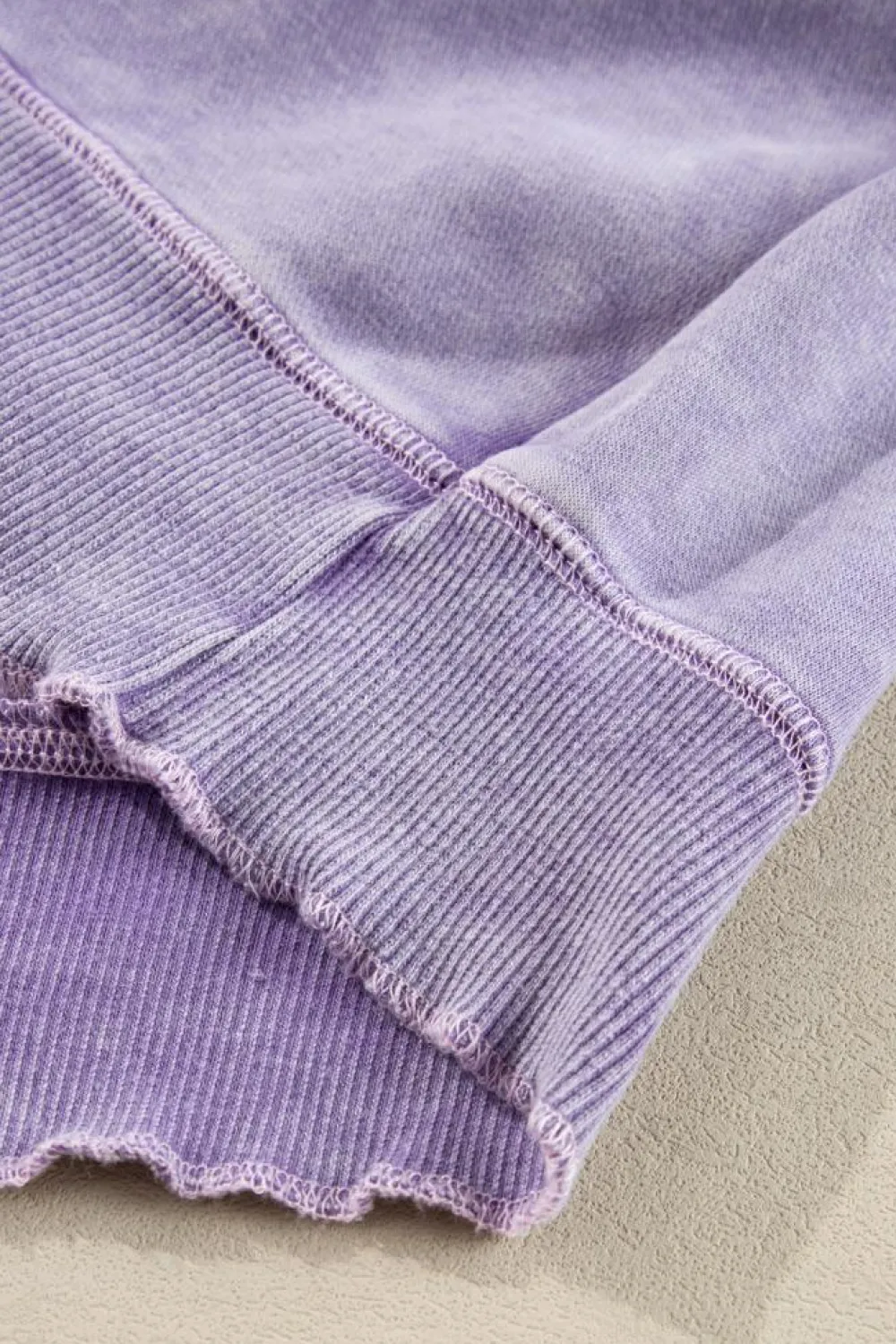 Best Dear-Lover Solid Waffle Knit Patchwork Raglan Sleeve Sweatshirt Orchid Petal