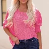 Outlet Dear-Lover Oversized Puff Sleeve Blouse Leopard