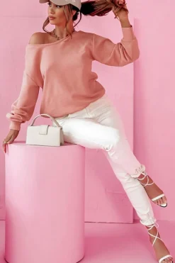 Fashion Dear-Lover Bowknot Dewback Round Neck Sweatshirt Pale Chestnut
