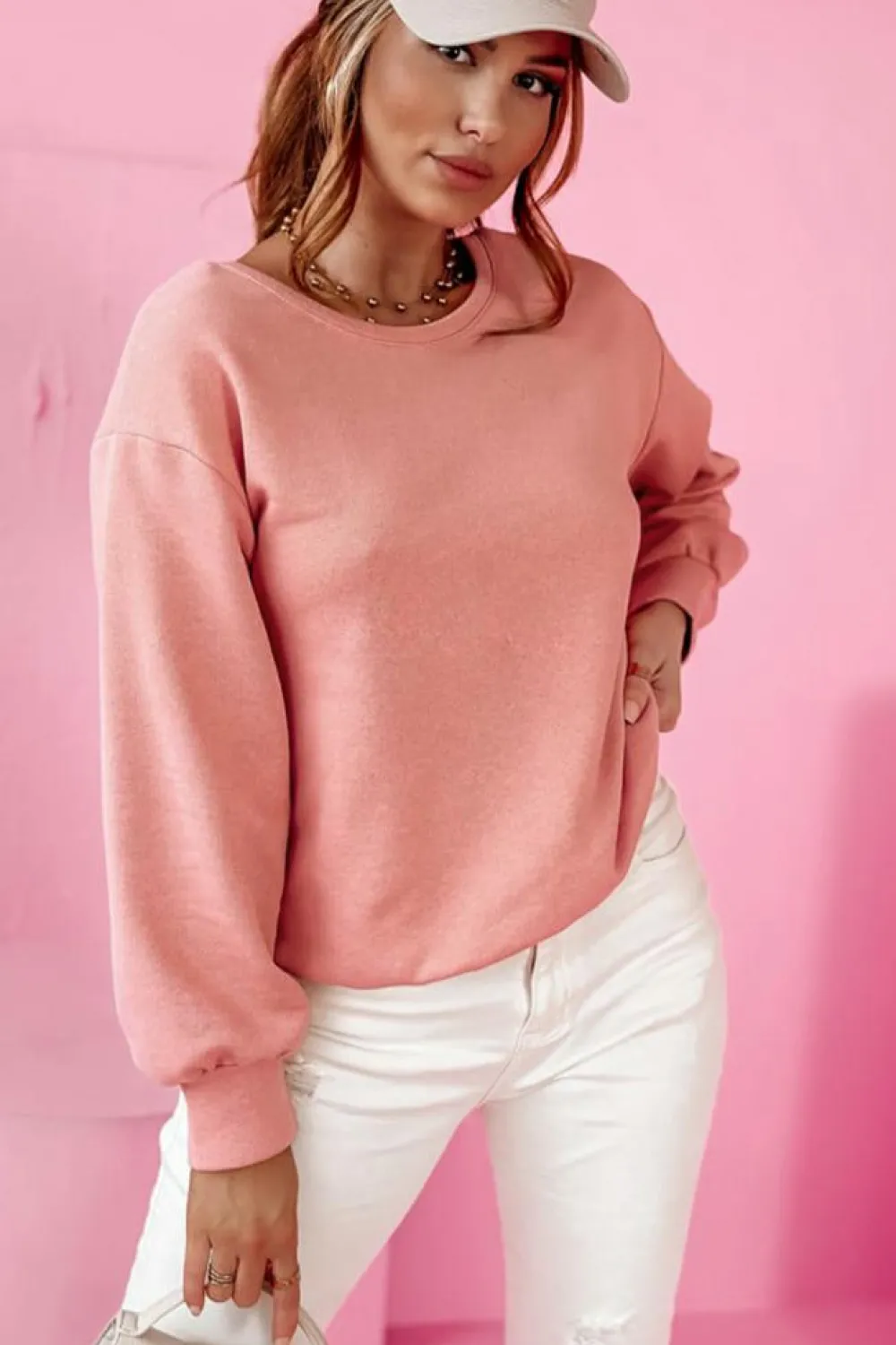 Fashion Dear-Lover Bowknot Dewback Round Neck Sweatshirt Pale Chestnut
