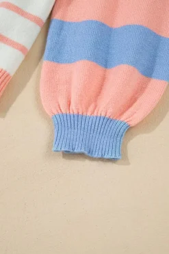 Discount Dear-Lover Colorblock Striped Drop Shoulder Cozy Sweater Pale Chestnut