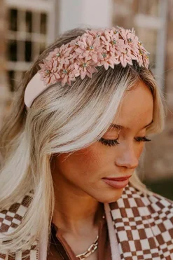 New Dear-Lover Multi Layer Flower Rhinestone Wide Headband Pale Chestnut