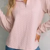 Clearance Dear-Lover Textured Quarter Zip Raglan Sleeve Sweatshirt Pale Chestnut