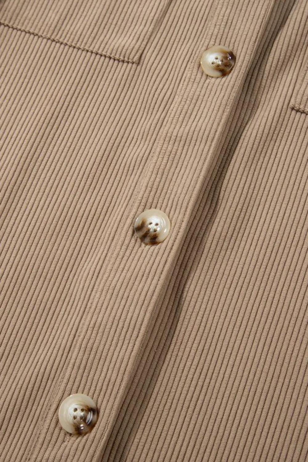 Outlet Dear-Lover Hooded Drawstring Pockets Corduroy Shacket Pale Khaki