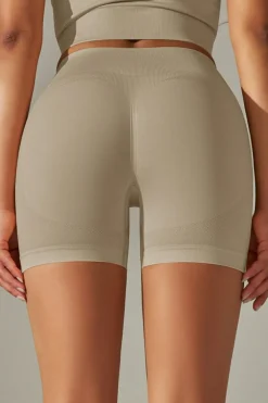 Best Dear-Lover Solid Color High Waist Tummy Control Active Shorts Pale Khaki