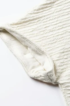 Online Dear-Lover Textured Wide Sleeve V Neck T Shirt Pale Khaki