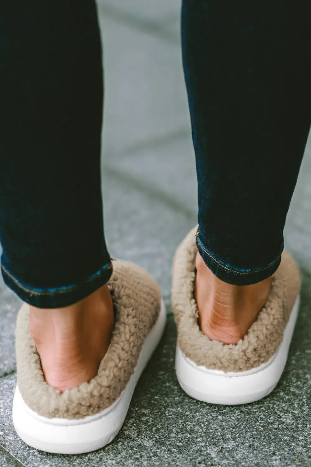 Outlet Dear-Lover Two-tone Knitted Warm Homewear Slippers Pale Khaki