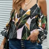 New Dear-Lover Palm Cold Shoulder Blouse Green