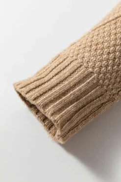 Best Dear-Lover Cable Knit Drop Shoulder Loose Fit Sweater Dress Parchment