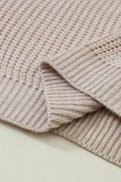 Fashion Dear-Lover Cable Knit Sleeve Drop Shoulder Sweater Parchment