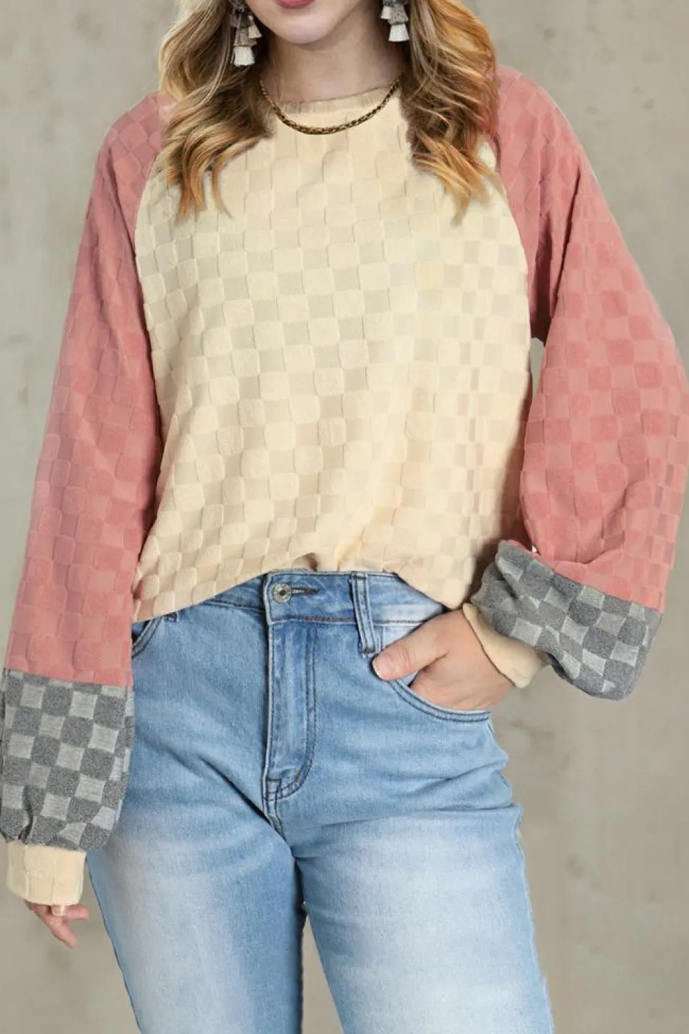 Outlet Dear-Lover Colorblock Raglan Sleeve Textured Knit Top Parchment