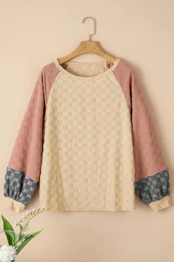 Outlet Dear-Lover Colorblock Raglan Sleeve Textured Knit Top Parchment