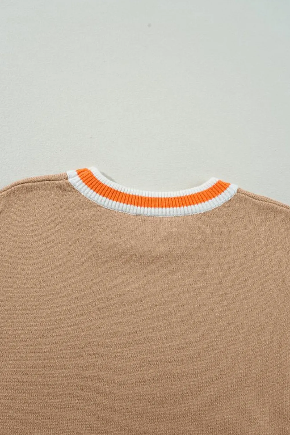 Online Dear-Lover Colorblock Striped Trim Drop Shoulder Sweater Parchment