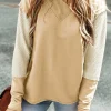 Hot Dear-Lover Contrast Sleeves Patchwork Colorblock Hoodie Parchment