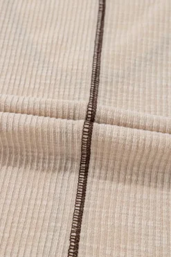 New Dear-Lover Crochet Detail Exposed Seam High Low Loose Top Parchment