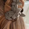 Online Dear-Lover 3D Flower Plastic Resin Hair Claw (Slight Color Variations) Parchment