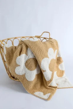 Clearance Dear-Lover Floral Printed Soft Throw Blanket 127*152cm Parchment