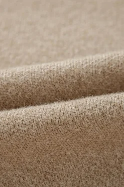 Hot Dear-Lover Flower Pattern Ribbed Trim Crew Neck Sweater Parchment